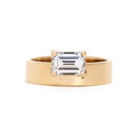 Large Horizontal Emerald-Cut Diamond Monolith Ring