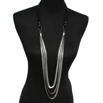 Leather and Gold Chain Multi Layered Necklace