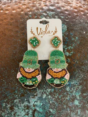 LEPRECHAUN SEED BEAD EARRINGS