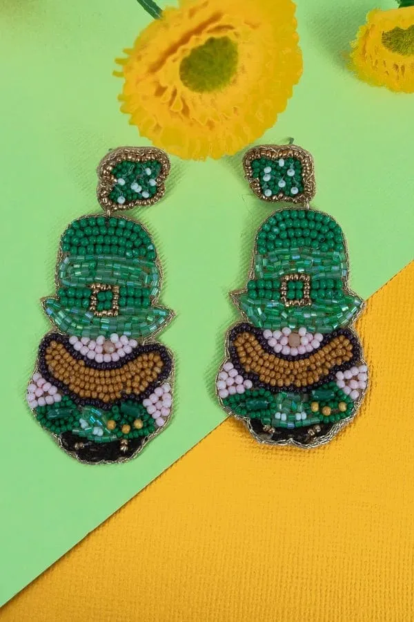 LEPRECHAUN SEED BEAD EARRINGS