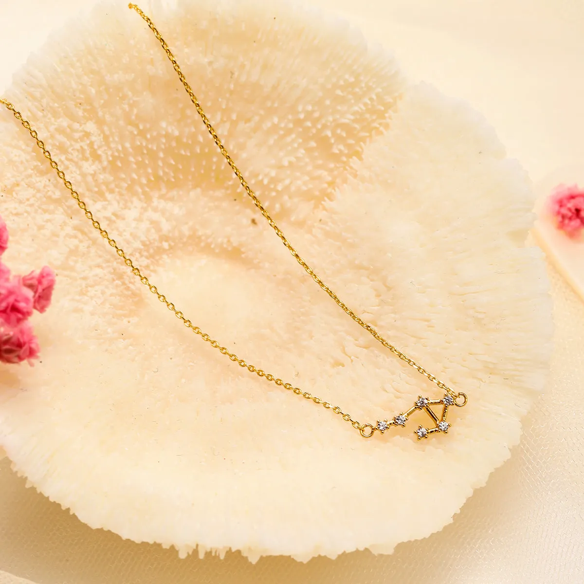 Libra Constellation Diamond Pendant Necklace