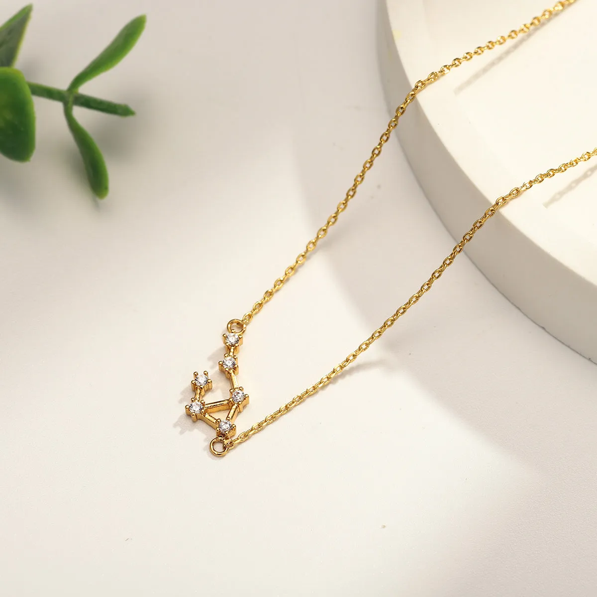 Libra Constellation Diamond Pendant Necklace