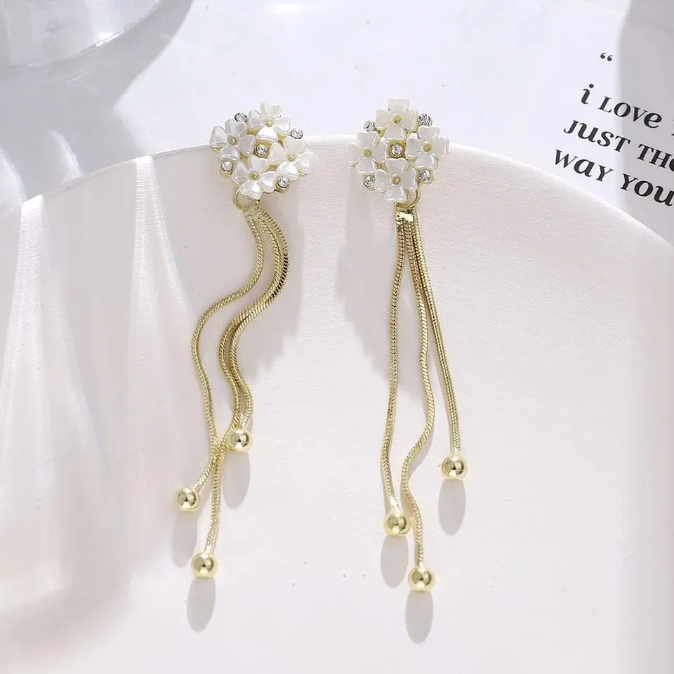 Long Tassel Earrings Women's Simple Golden Silver Color Earrings Party S4265290