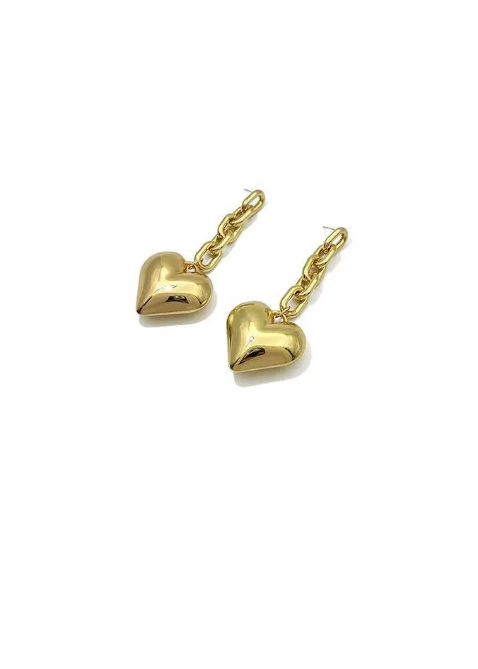 Love Heart Chain Link Drop Earrings