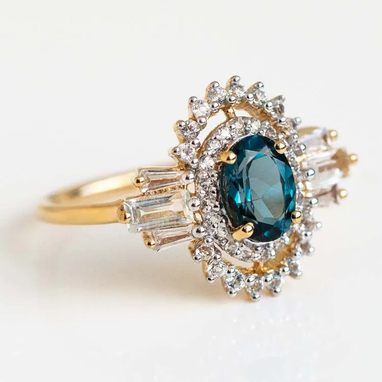 Luxe London Blue Topaz & White Topaz Ring