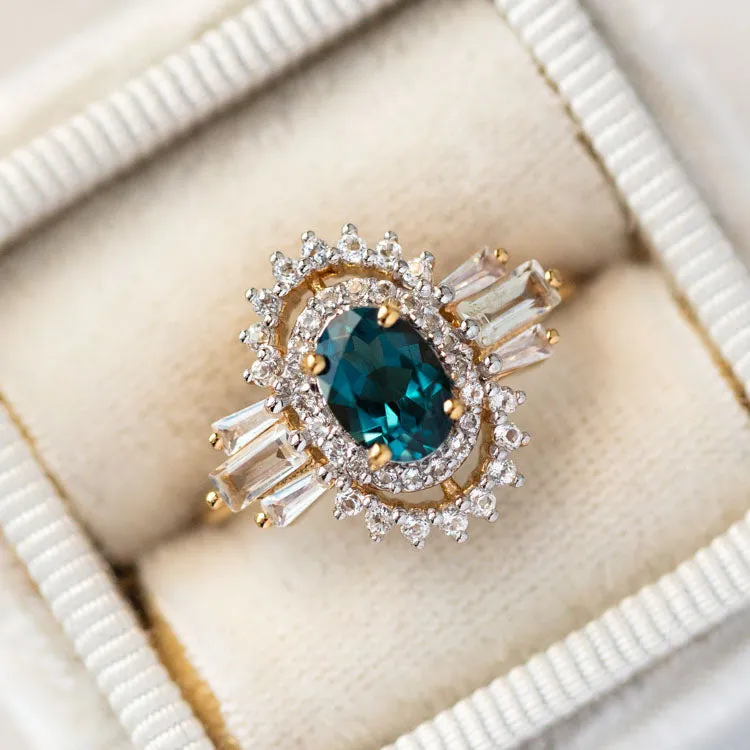 Luxe London Blue Topaz & White Topaz Ring