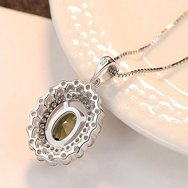 Luxury 6*8mm Peridot Pendant Necklace - S925 Solid Silver