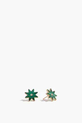 Exquisite Malachite Starburst Stud Earrings - Elegant Green Gemstone Jewelry for a Dazzling Look