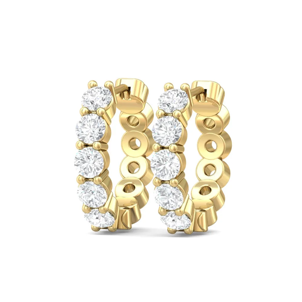 Martin Flyer 14k Gold Diamond Huggie Hoop Earrings