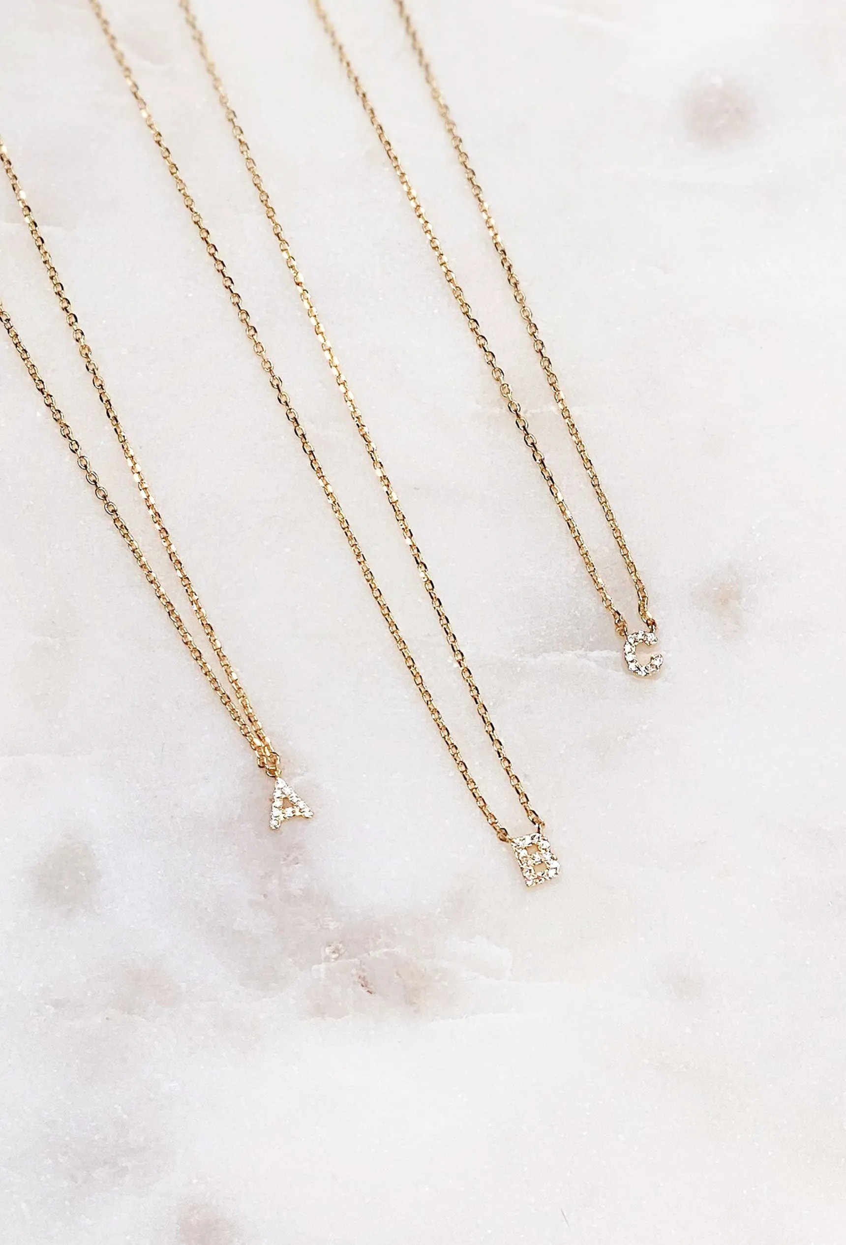 Mini Crystal Monogram Initial Necklace