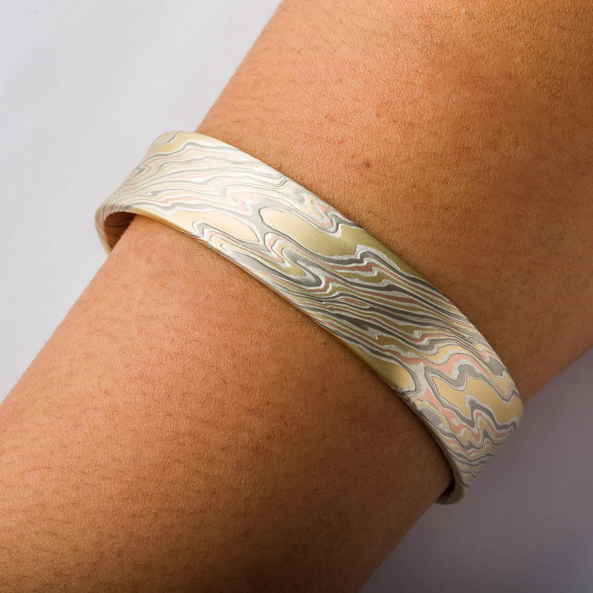 Mokume Gane Bracelet in Firestorm Palette and Twist Pattern