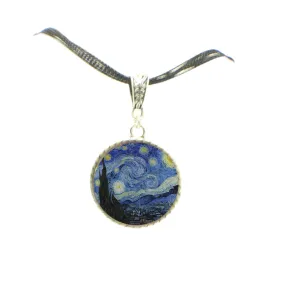 Monet Water Lilies Van Gogh Starry Night or Personalized Pendant Necklace