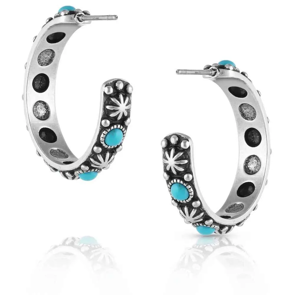 Montana Silversmiths Starlight Starbrite Turquoise Hoop Earrings