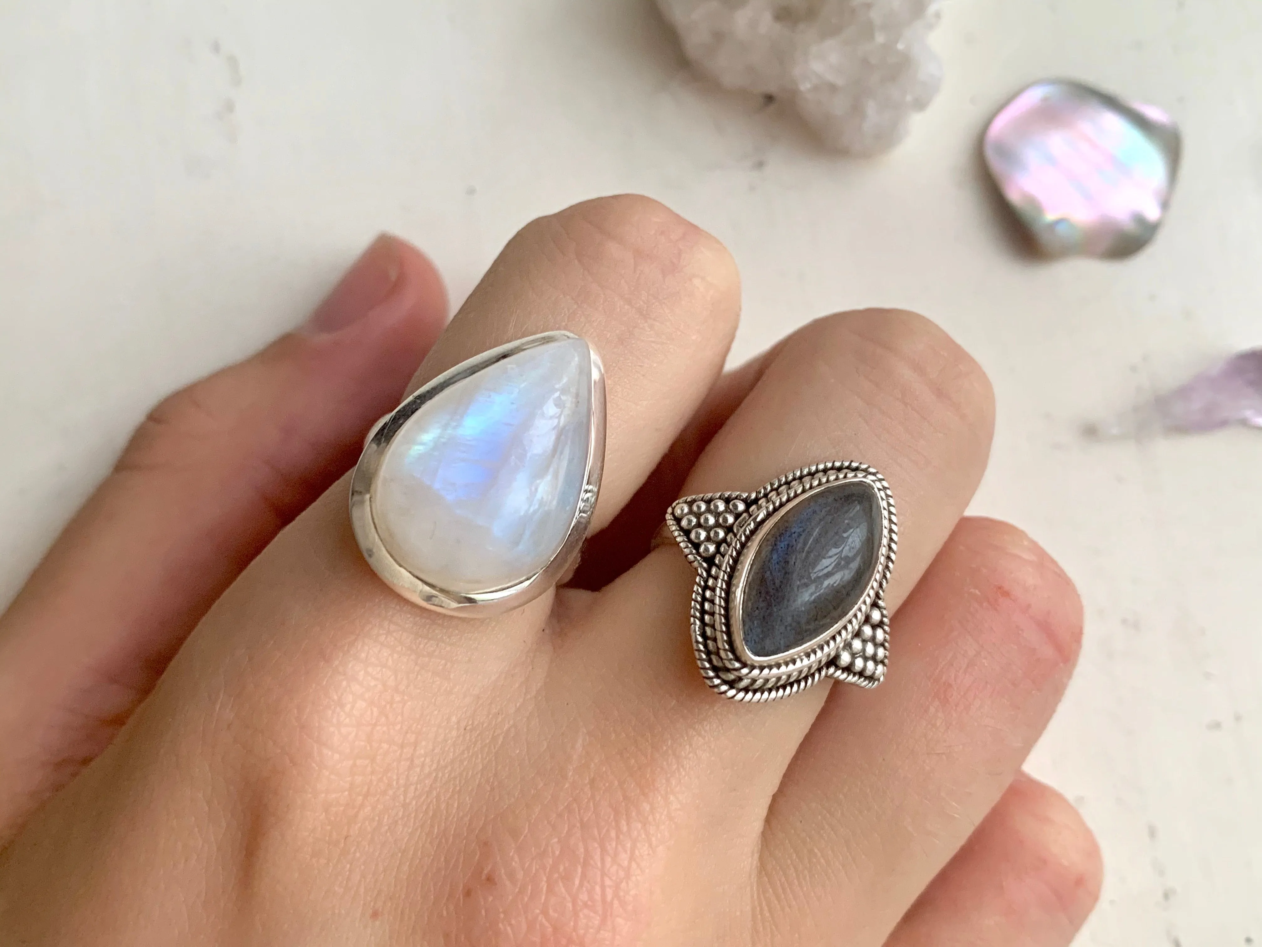 Moonstone Akoni Ring - Large Drop