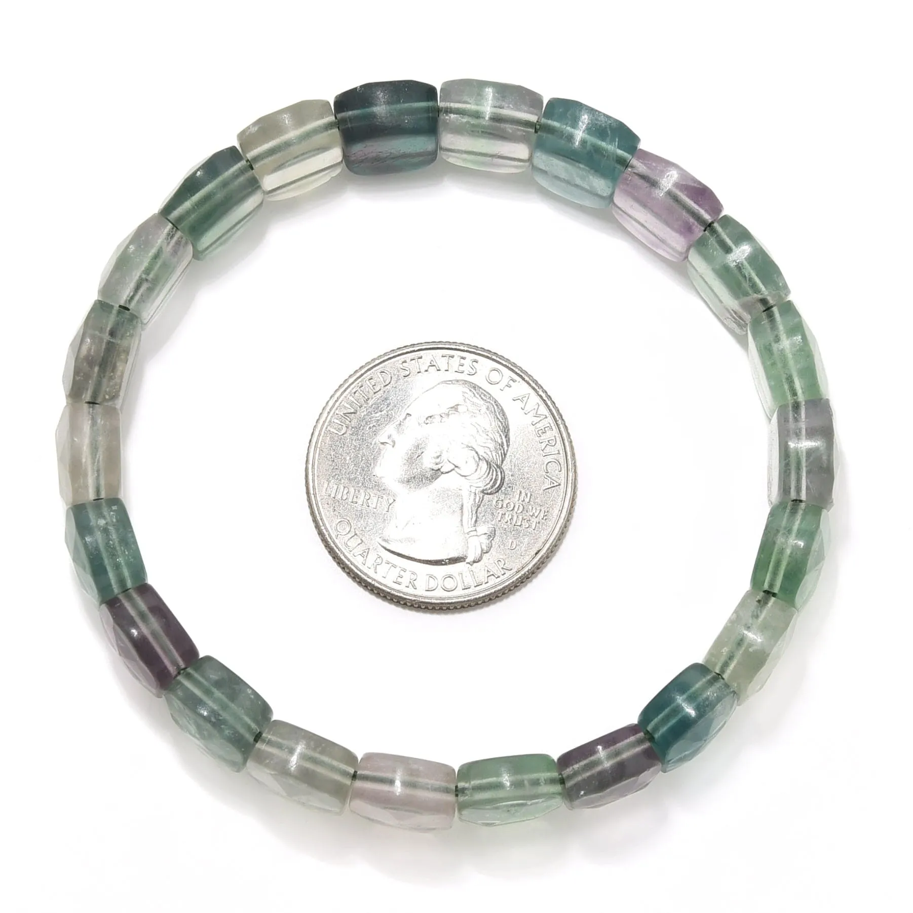 Natural Fluorite 14mm Beads Gemstone Elastic Bracelet