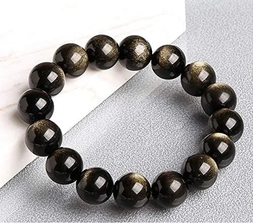 Natural Golden Obsidian Bead Bracelet