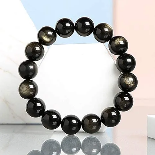 Natural Golden Obsidian Bead Bracelet