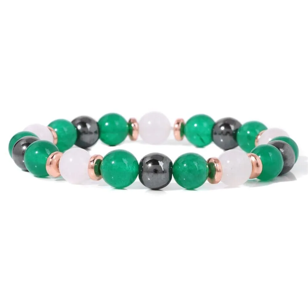 Natural Stone Aventurine and Other Stones with Hematite Beads Bracelet