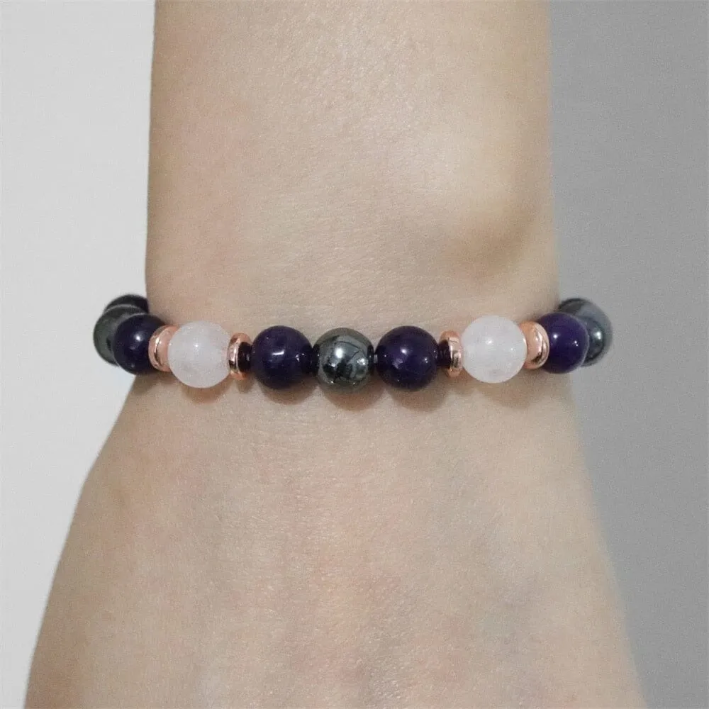 Natural Stone Aventurine and Other Stones with Hematite Beads Bracelet