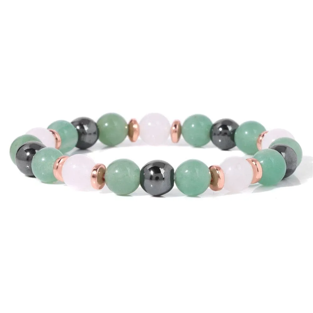 Natural Stone Aventurine and Other Stones with Hematite Beads Bracelet