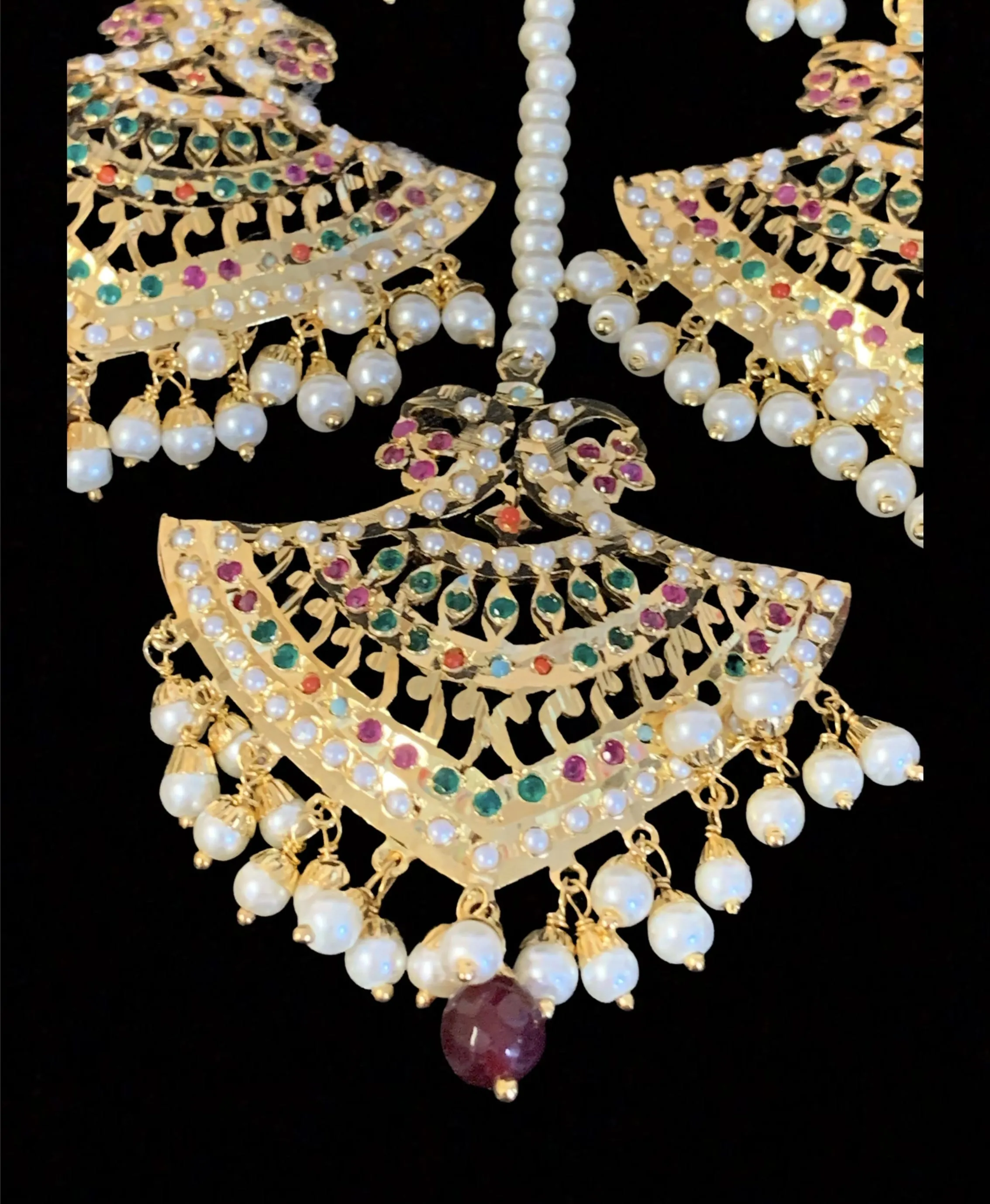 Navratan earrings tika