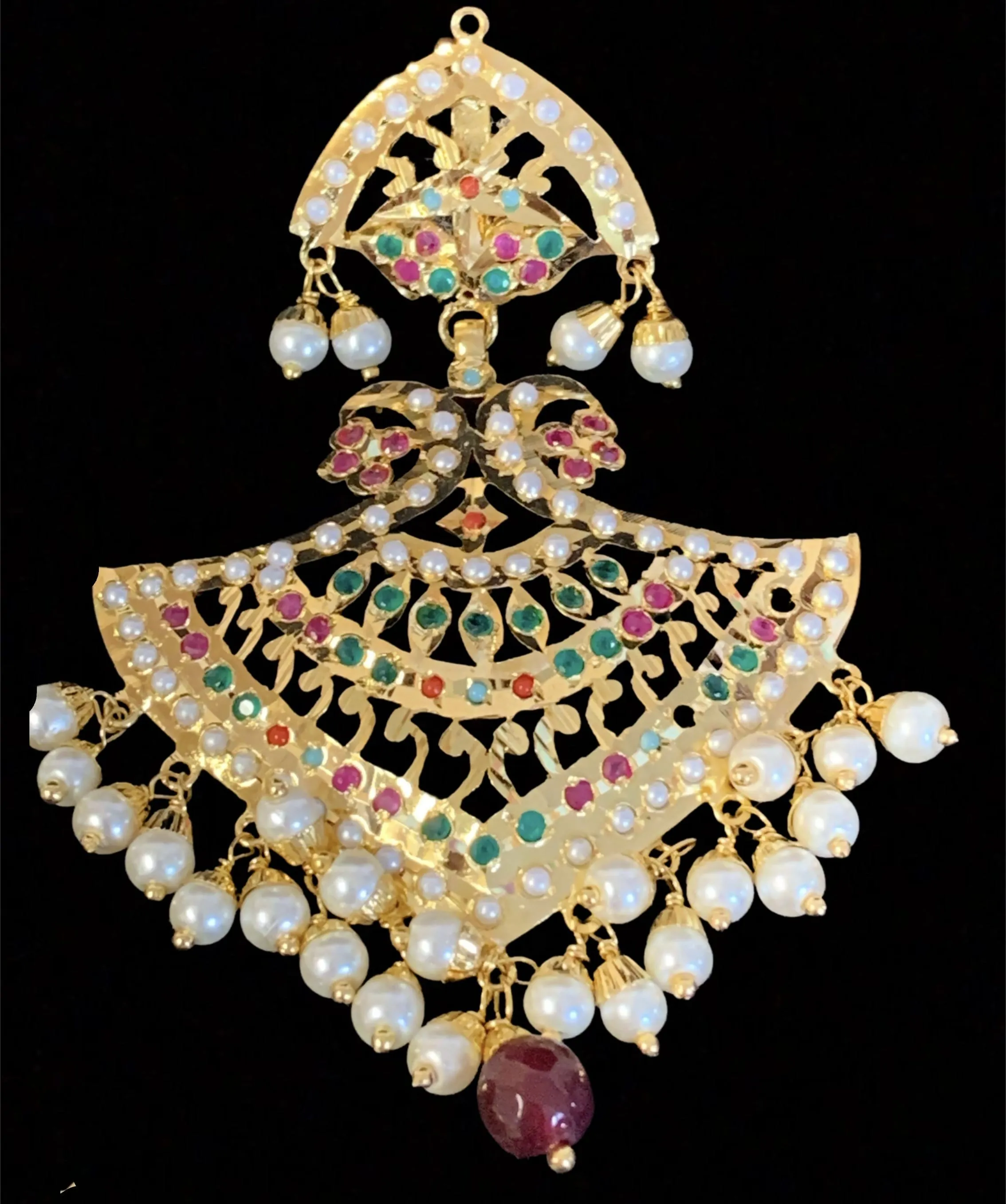 Navratan earrings tika