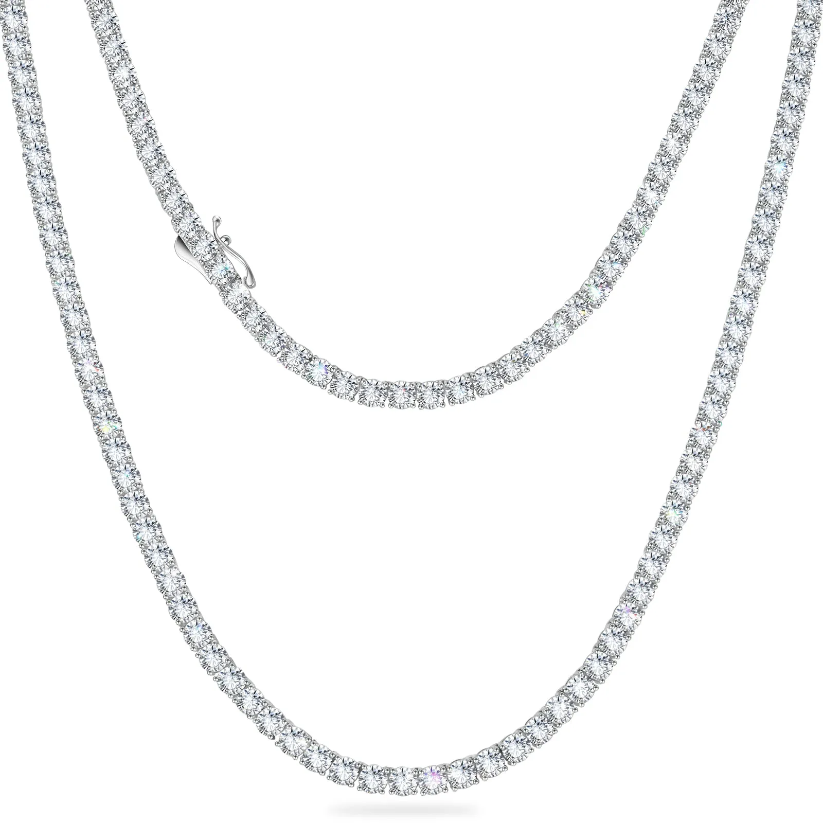 【NEW】4mm 925 Sterling Silver CZ Diamond Tennis Chain Necklace KRKC