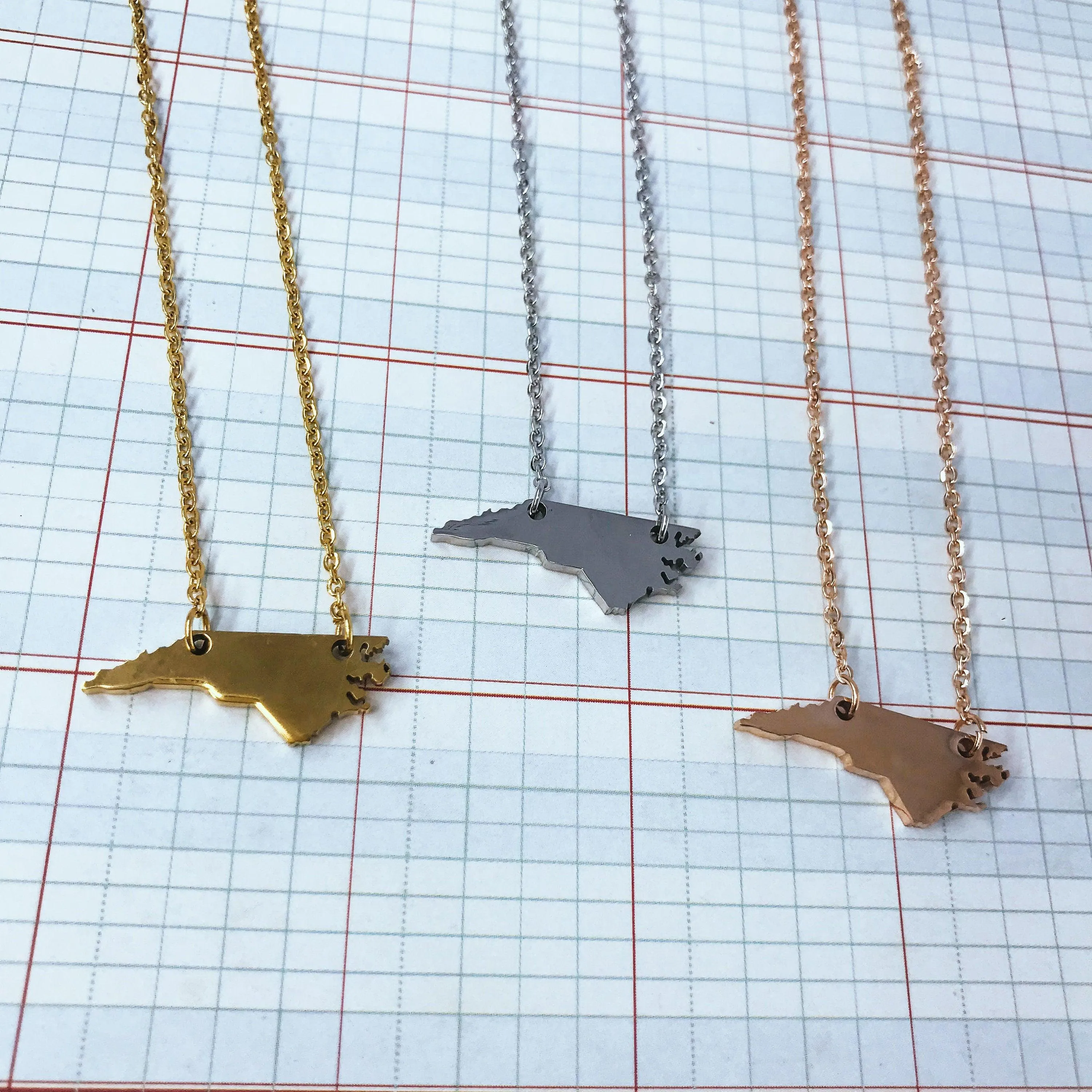 North Carolina State Silhouette Necklace