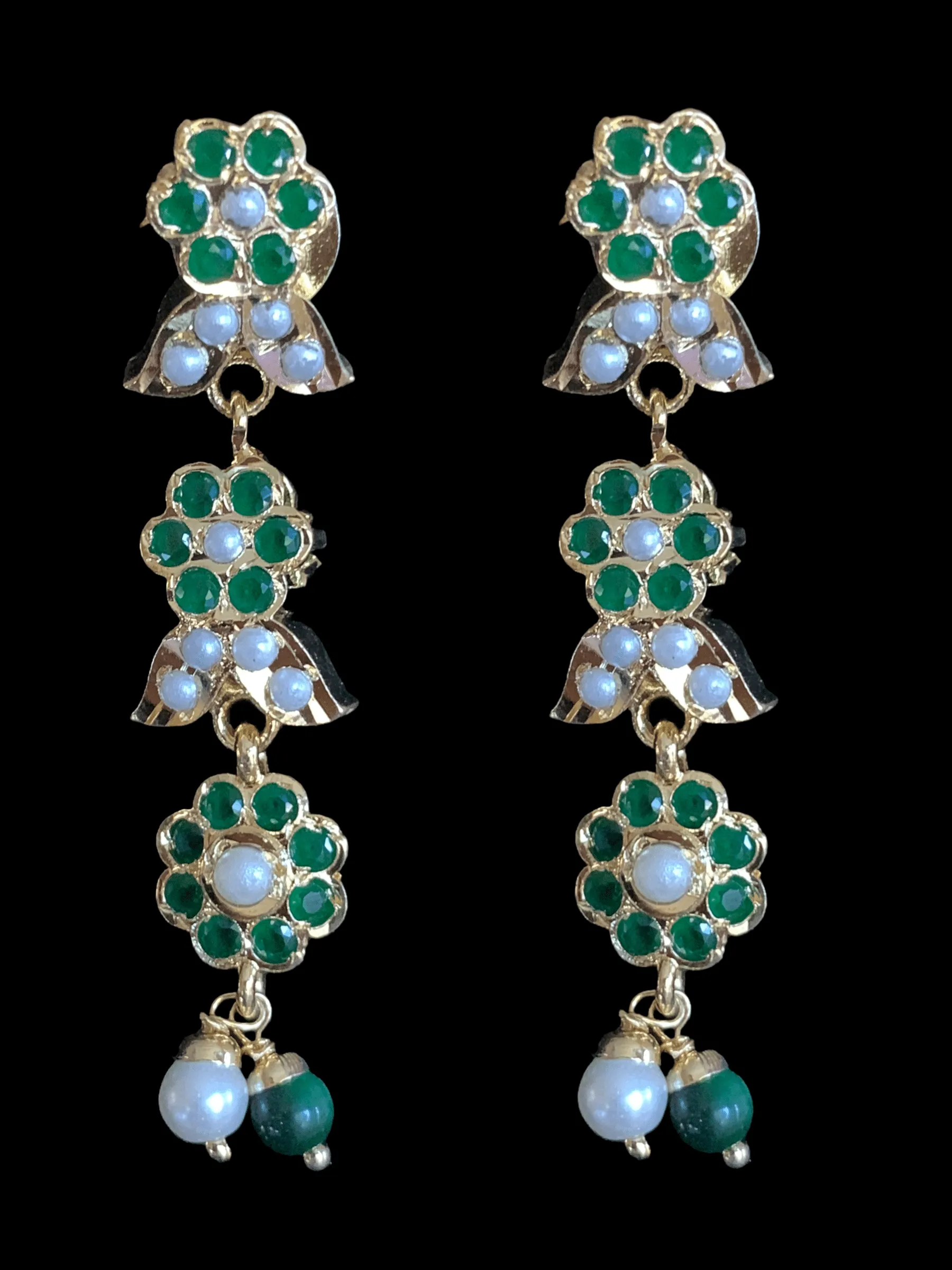 NS257 Neha jadau necklace set ( emerald   pearl ) - READY TO SHIP