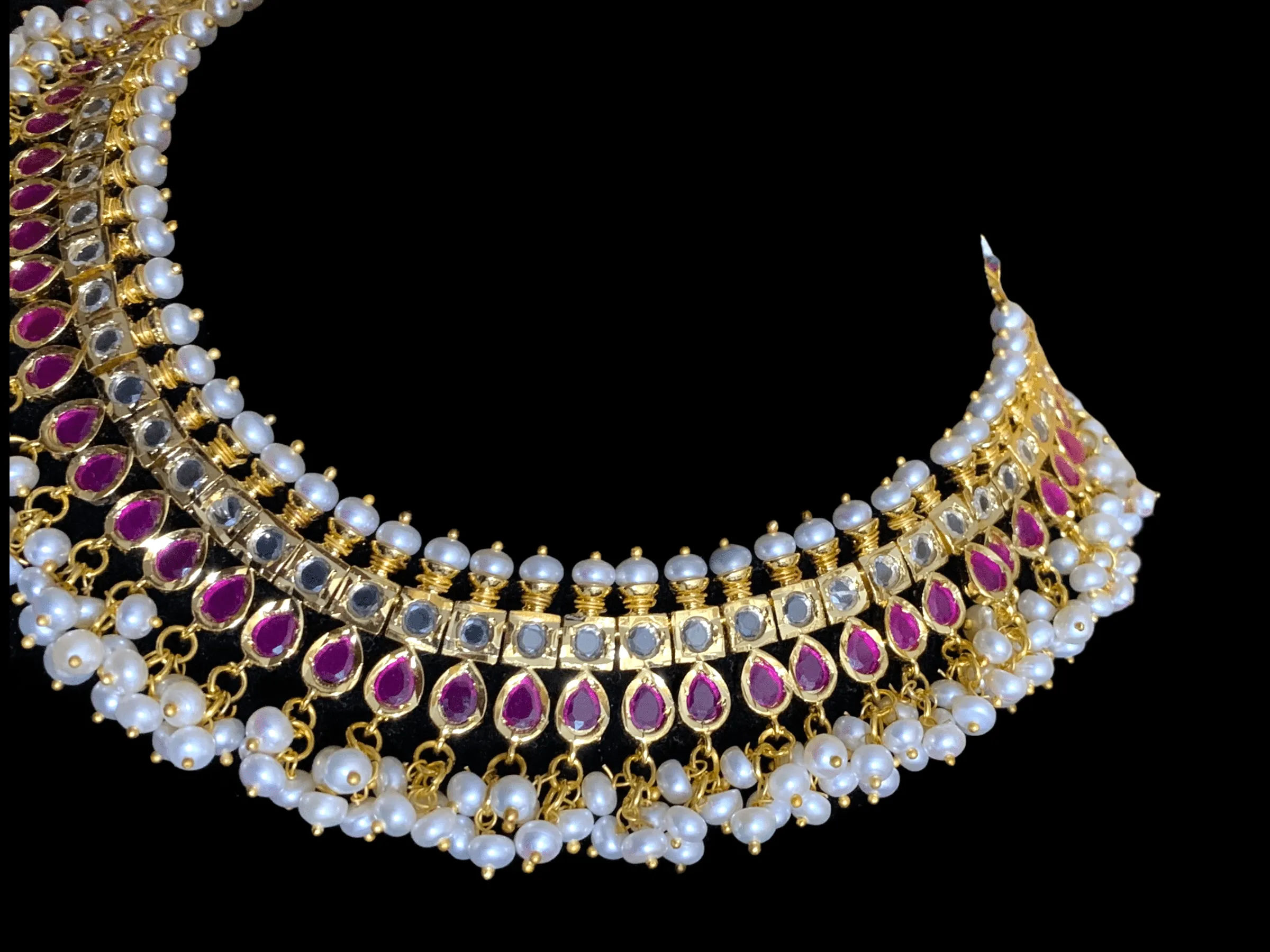 NS330 Faiza necklace set in fresh water pearls    (READY TO SHIP)  )