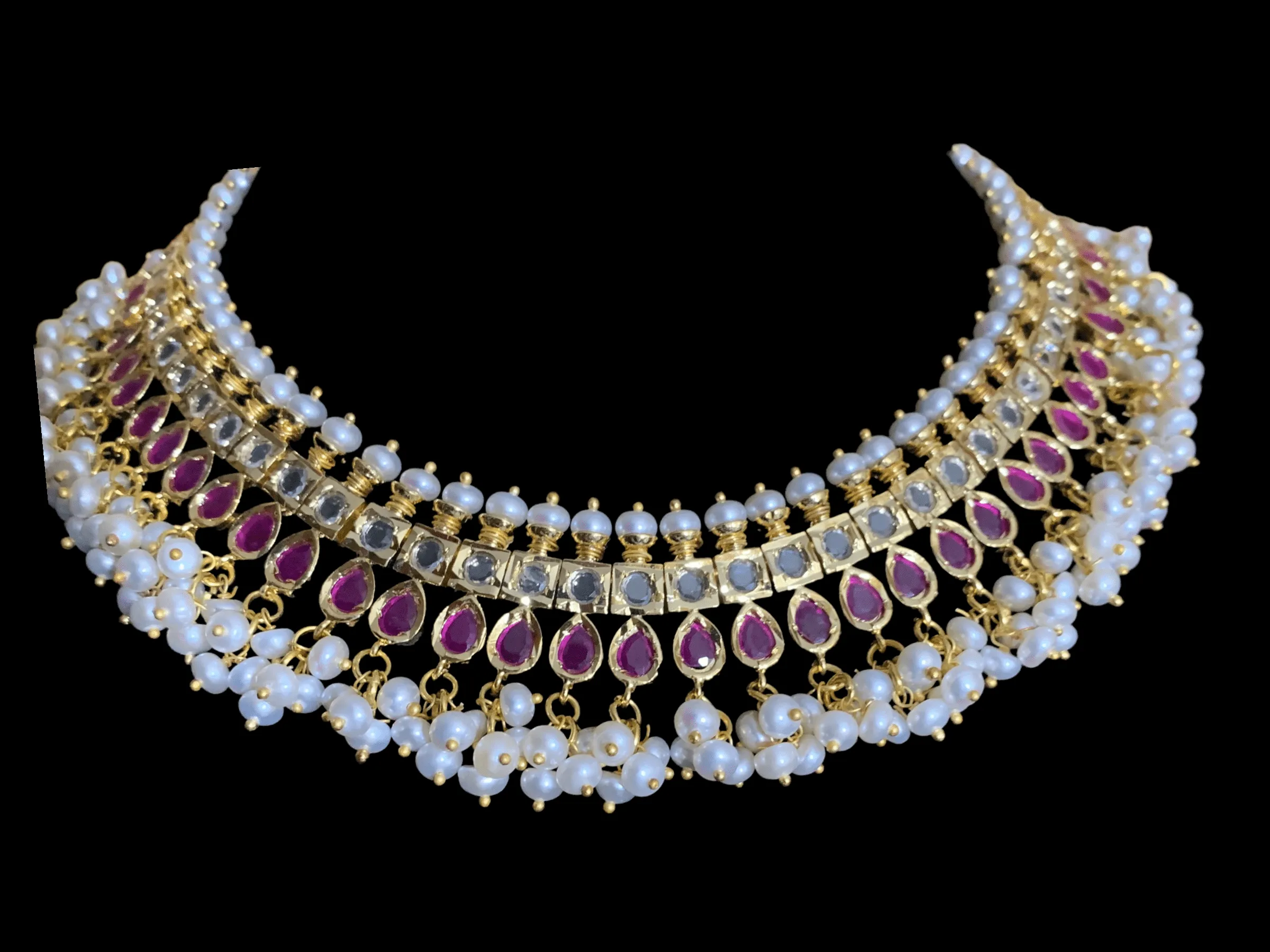 NS330 Faiza necklace set in fresh water pearls    (READY TO SHIP)  )