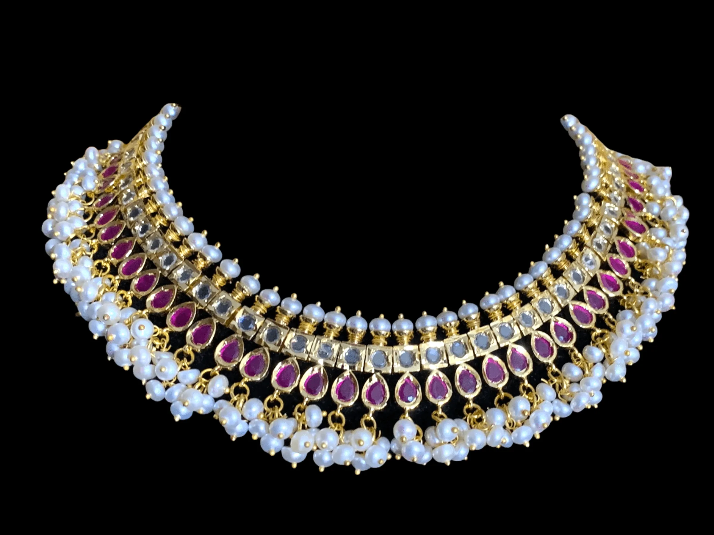 NS330 Faiza necklace set in fresh water pearls    (READY TO SHIP)  )