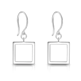 Open Square Sterling Silver Dangle Earrings