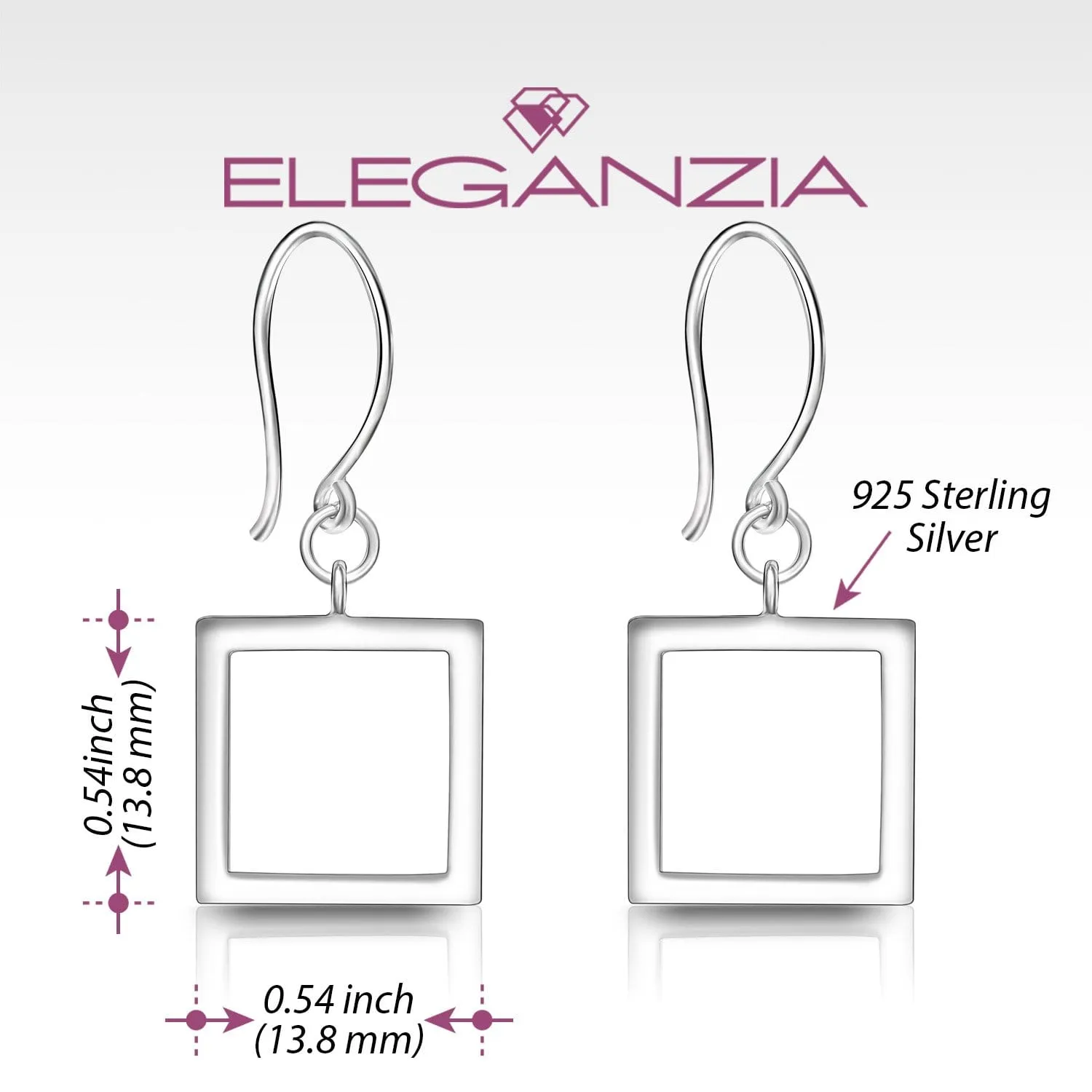 Open Square Sterling Silver Dangle Earrings