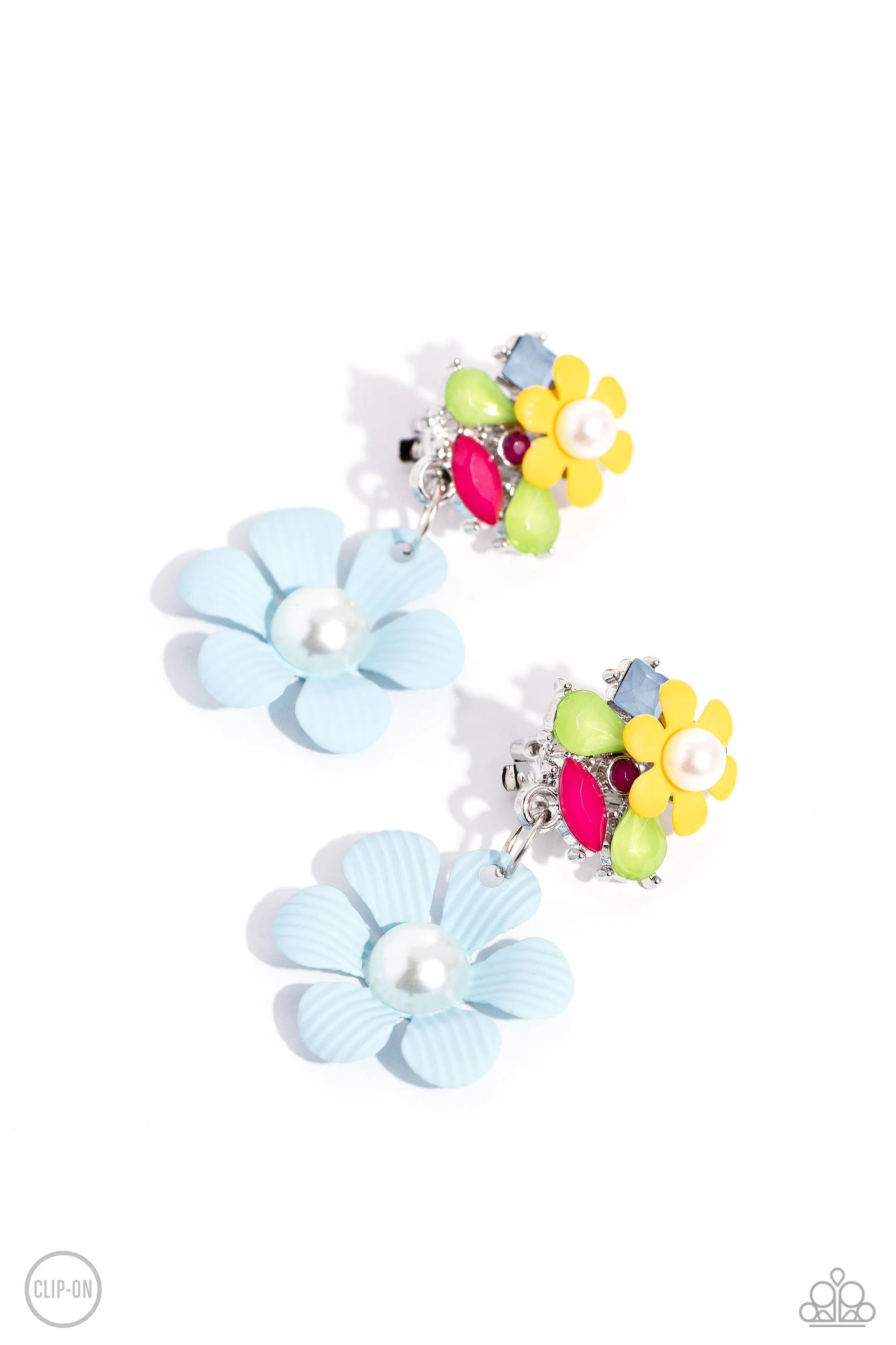 Paparazzi Festive Florals Blue Clip On Earrings