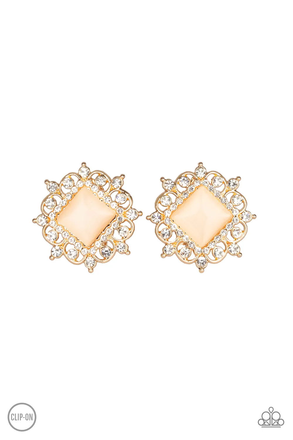 Paparazzi Get Rich Quick Gold Clip On Earrings