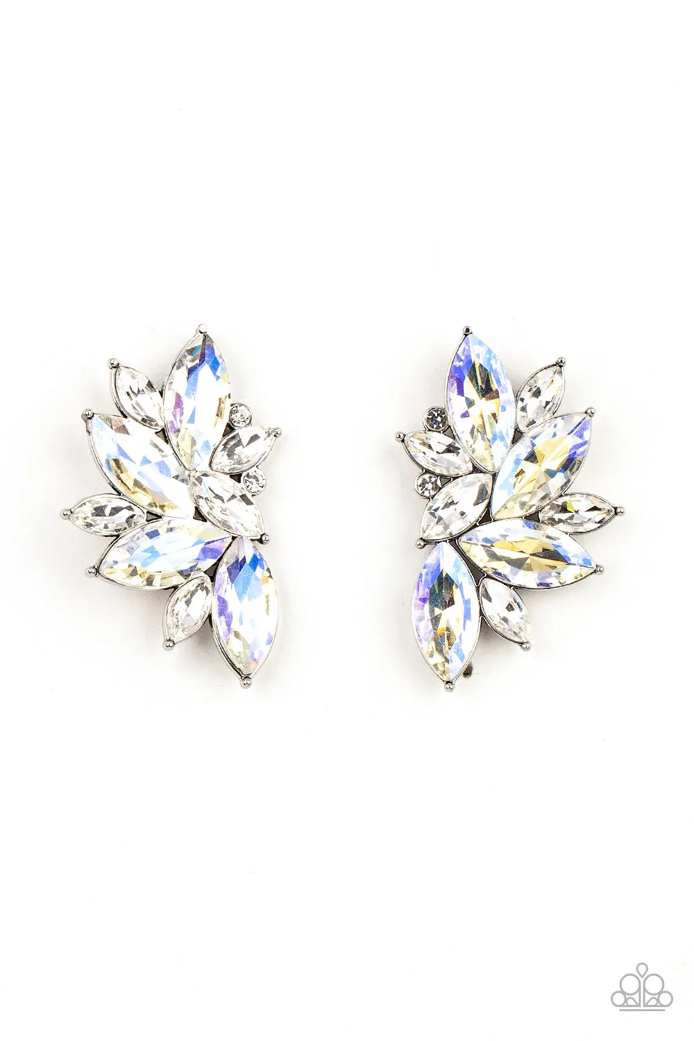 Paparazzi Instant Iridescence - White  Iridescent Post Earrings