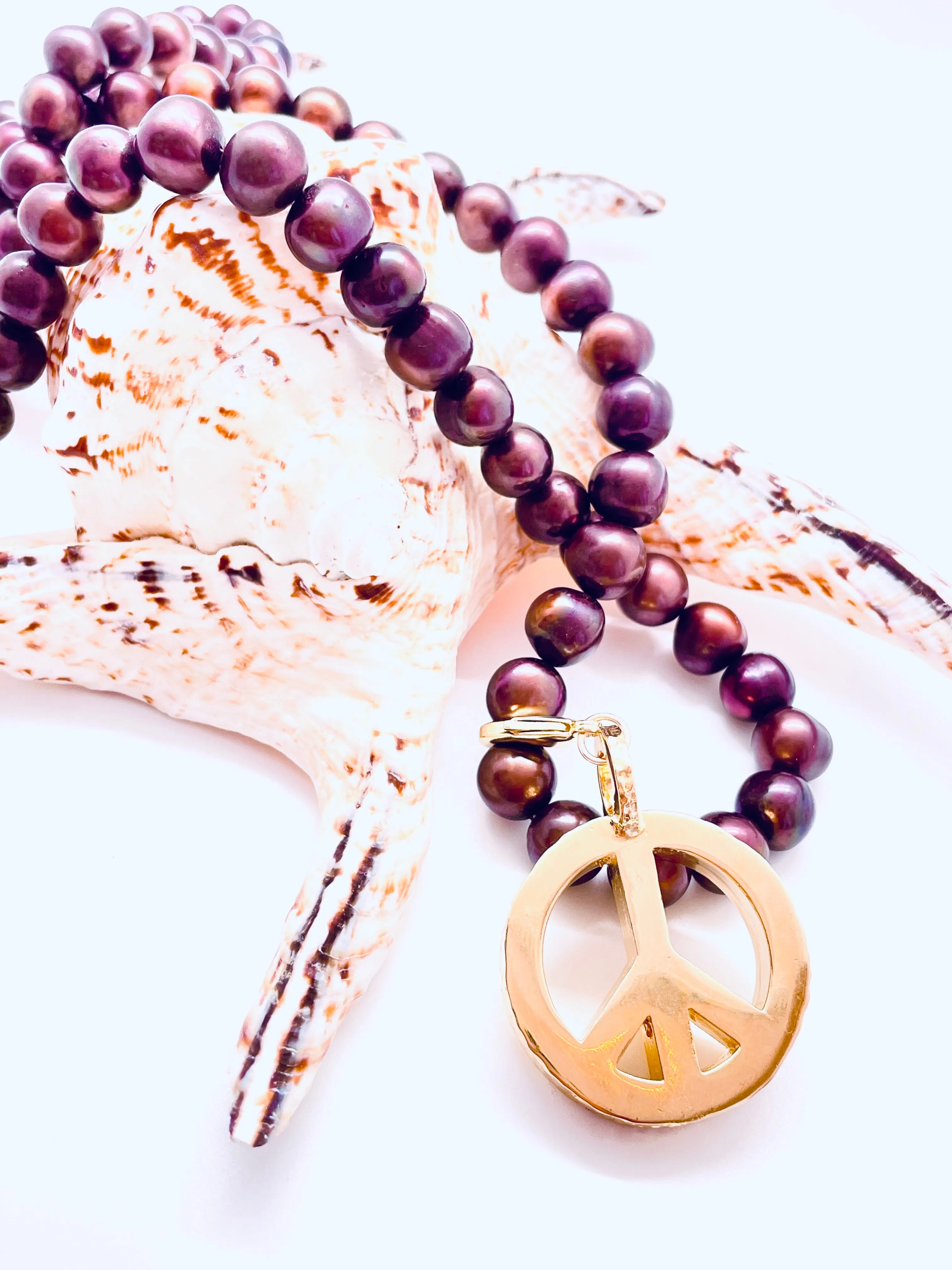 Peace Necklace with Chocolate Pearls