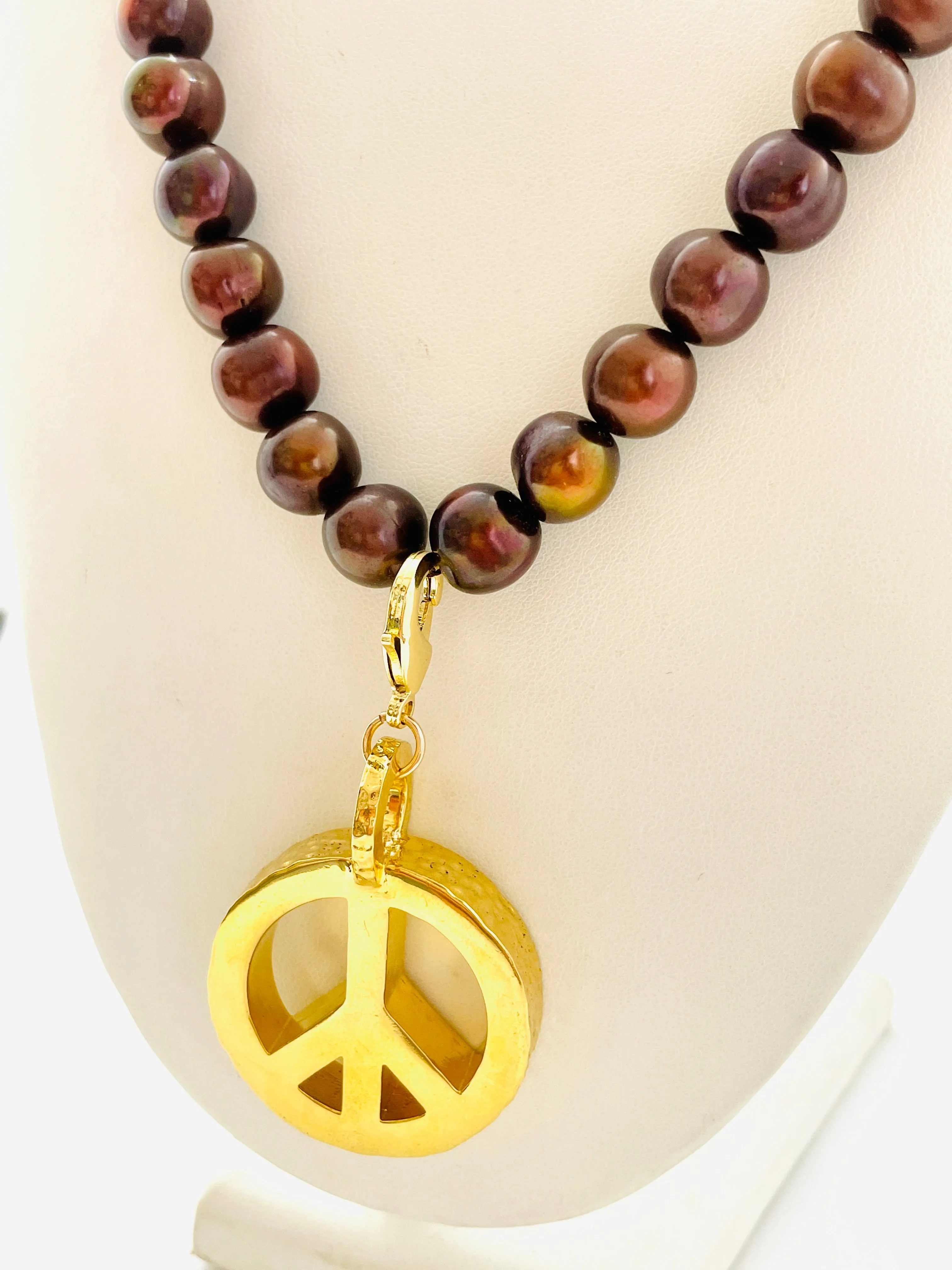 Peace Necklace with Chocolate Pearls