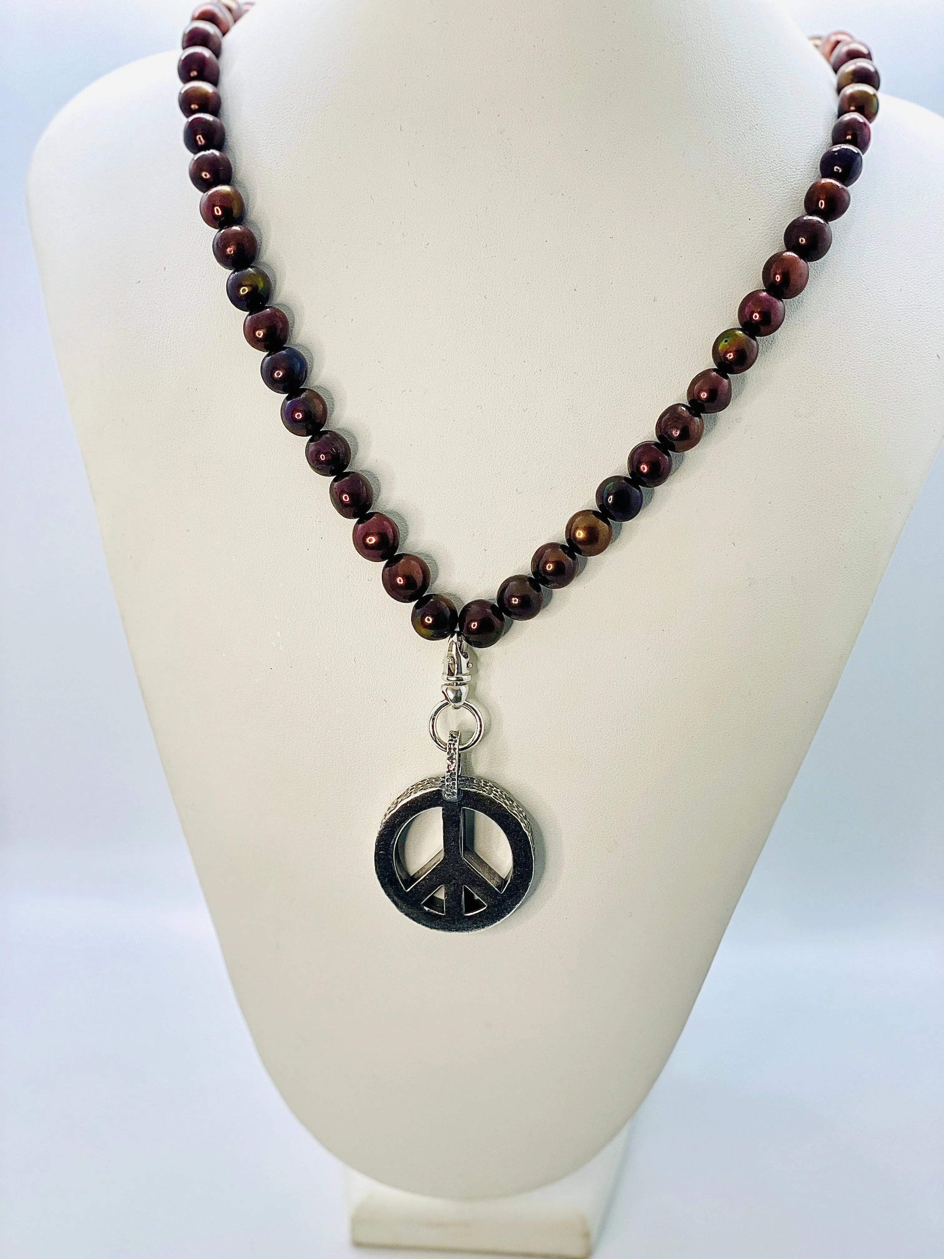 Peace Necklace with Chocolate Pearls