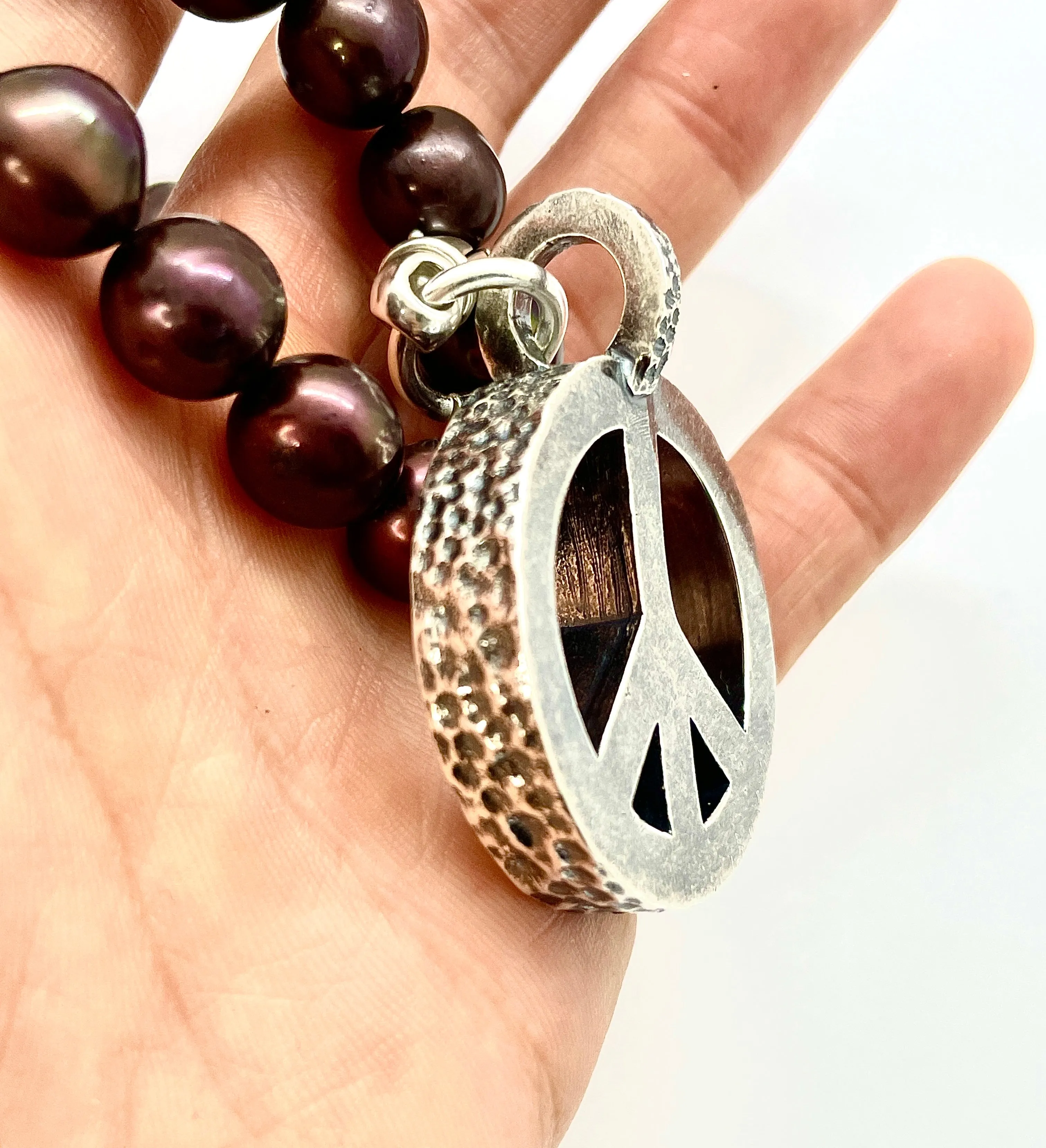 Peace Necklace with Chocolate Pearls