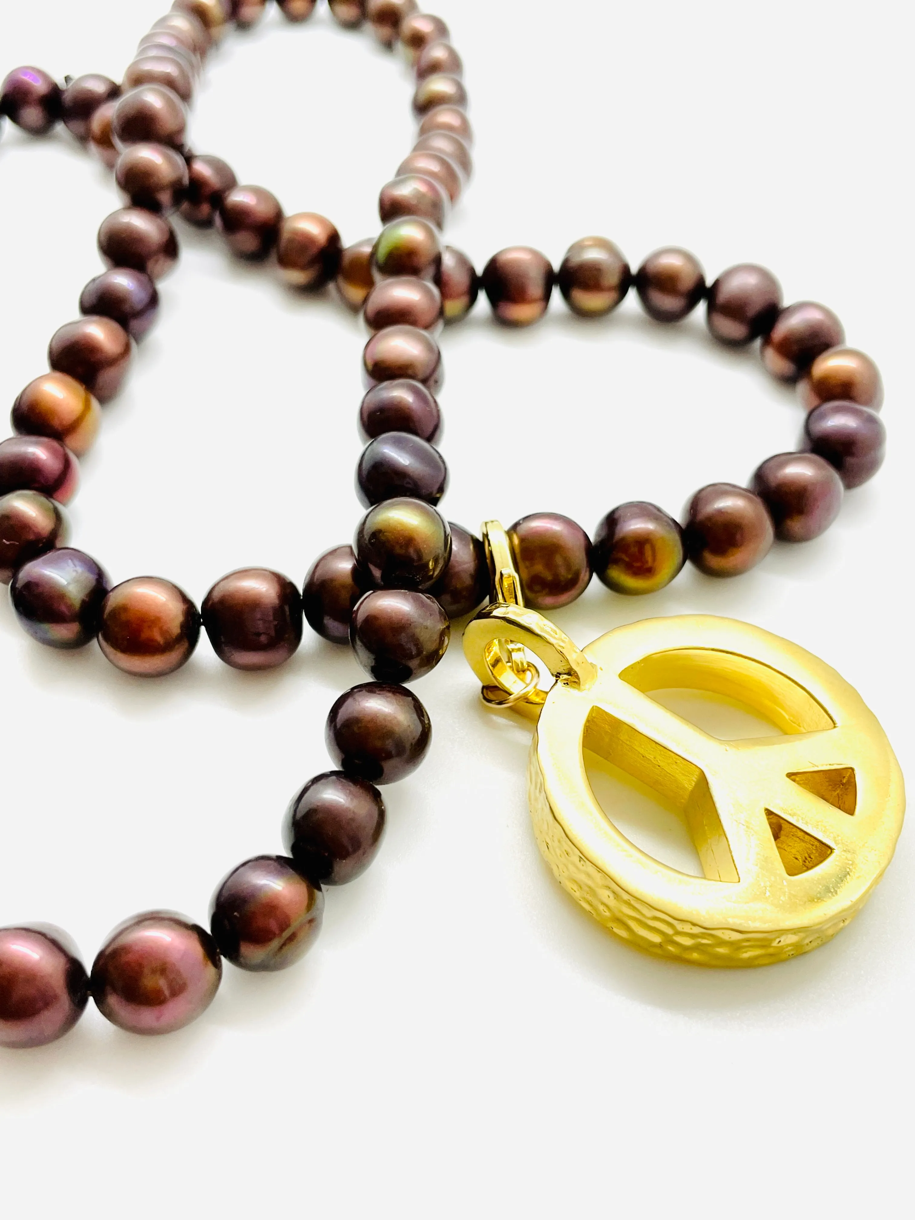 Peace Necklace with Chocolate Pearls