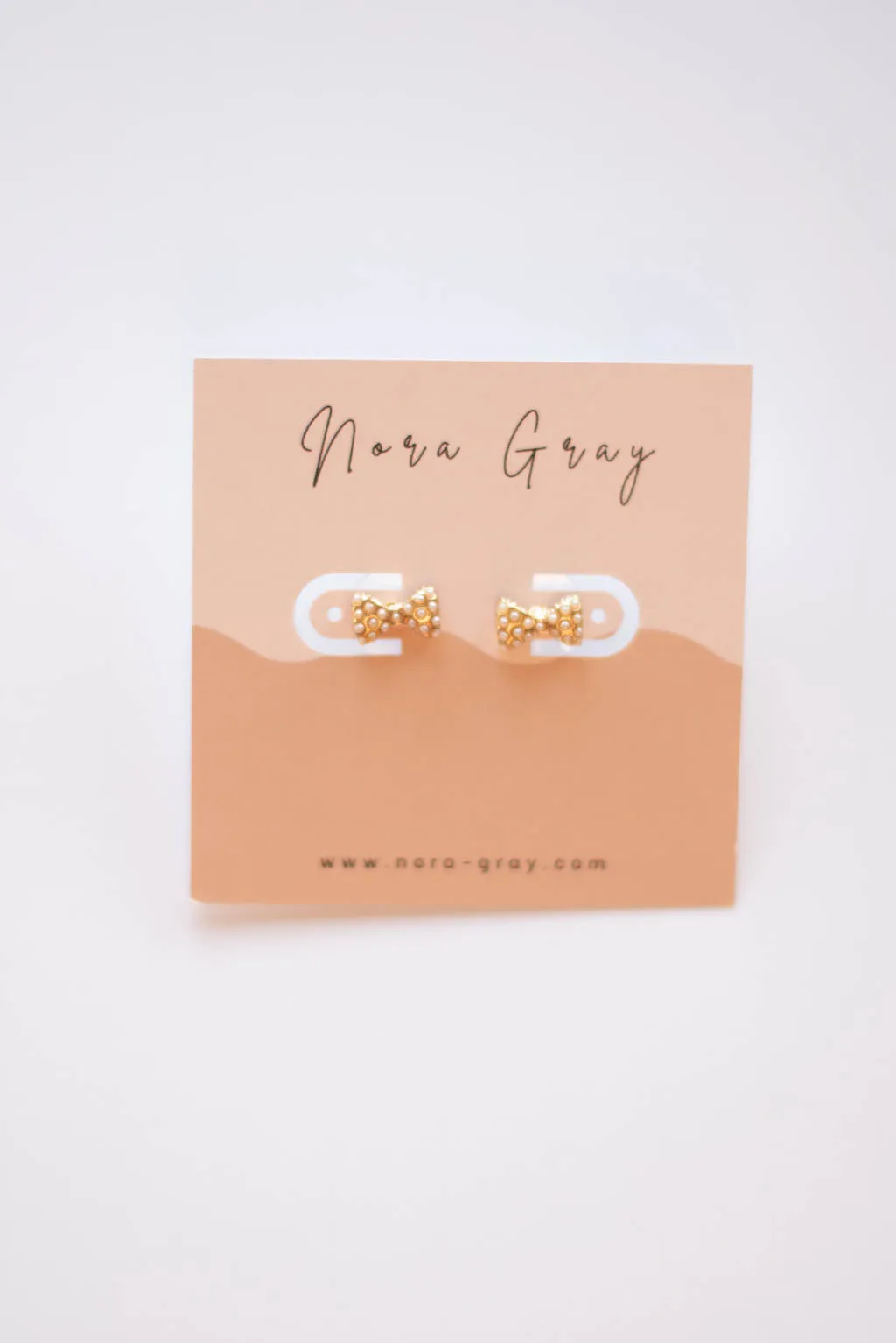 Pearl Bow Stud Earrings