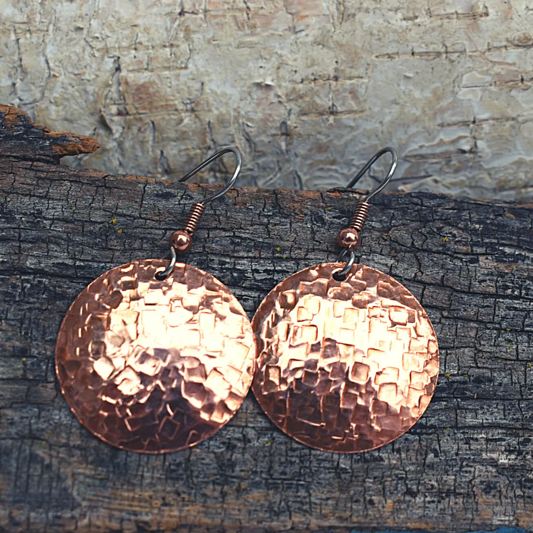 Pebble Copper Hammered Earrings