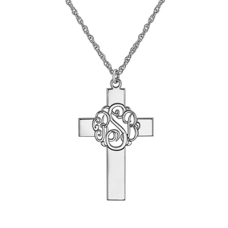 Personalized Classic Monogram Cross Necklace