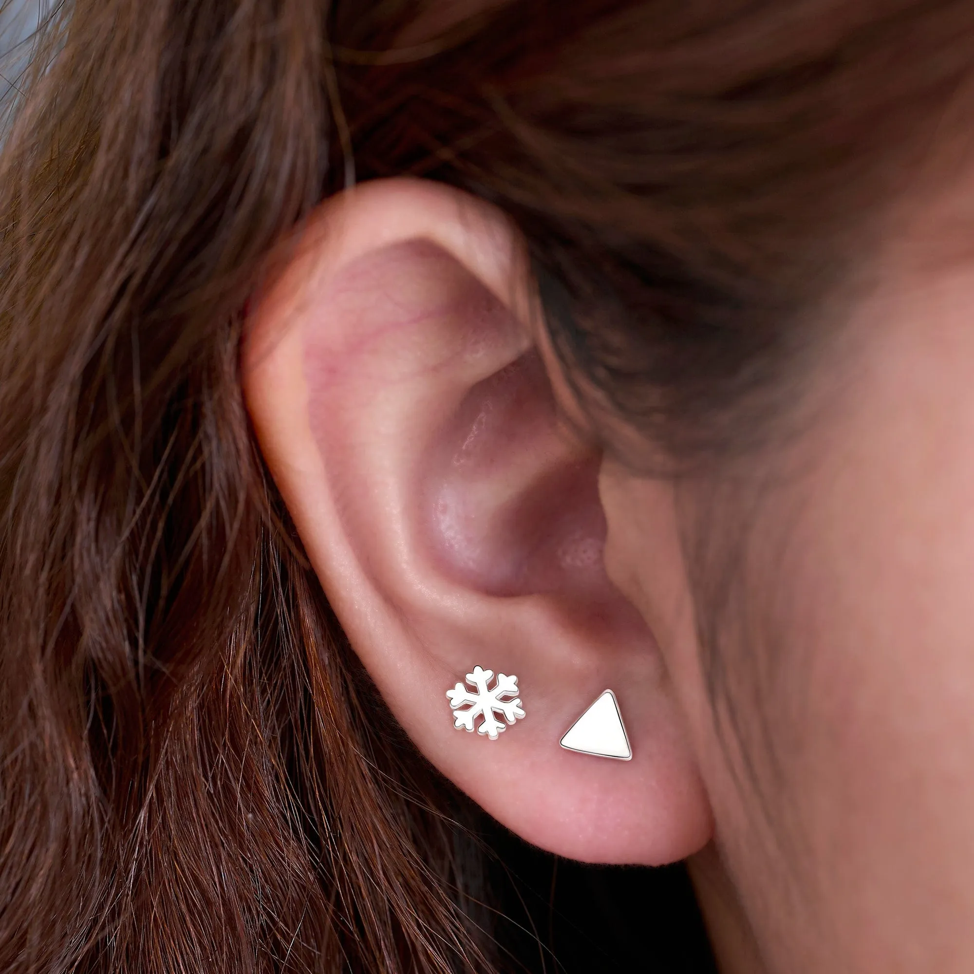 Petite Snowflake Earrings Studs Sterling Silver