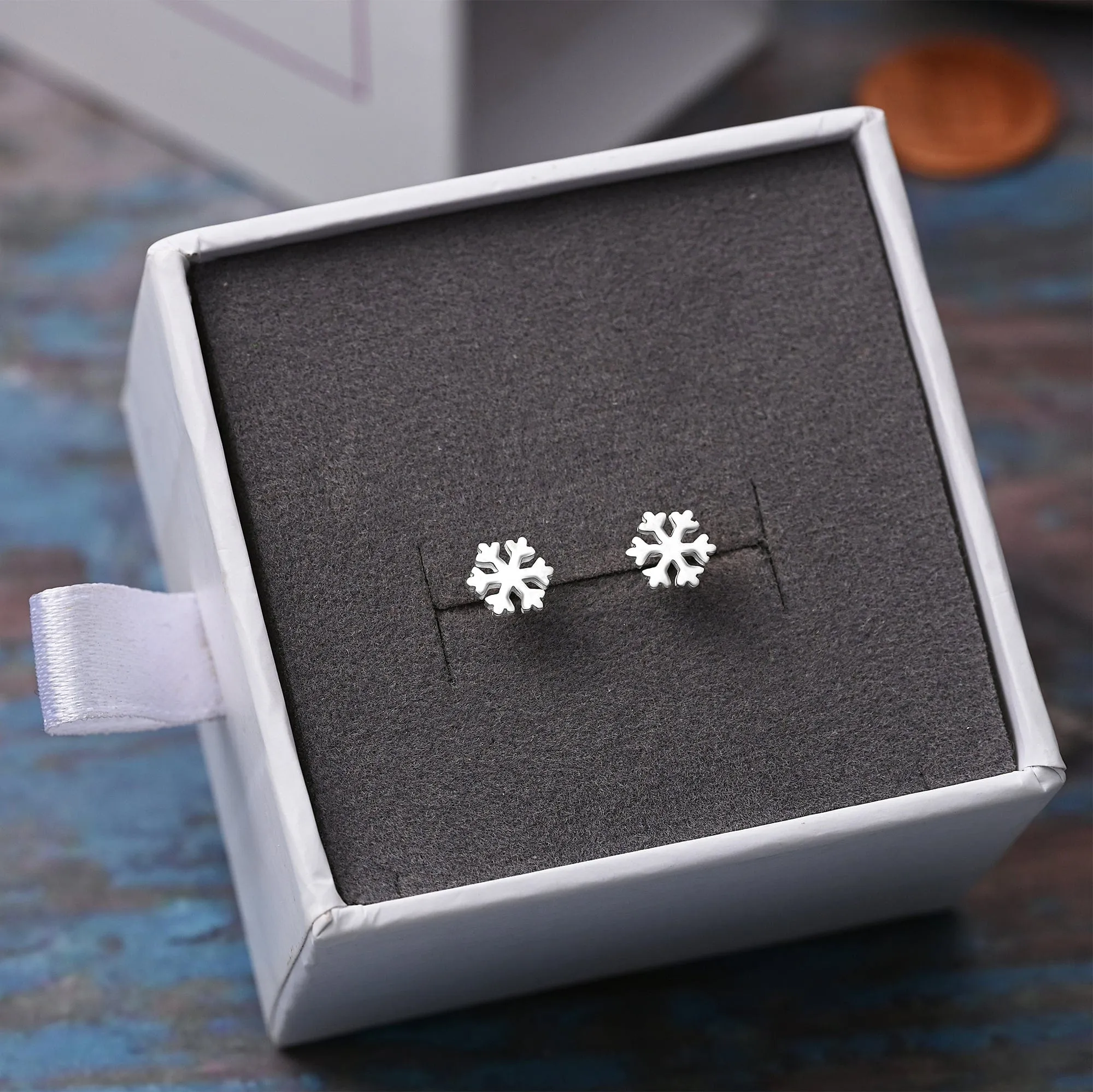 Petite Snowflake Earrings Studs Sterling Silver