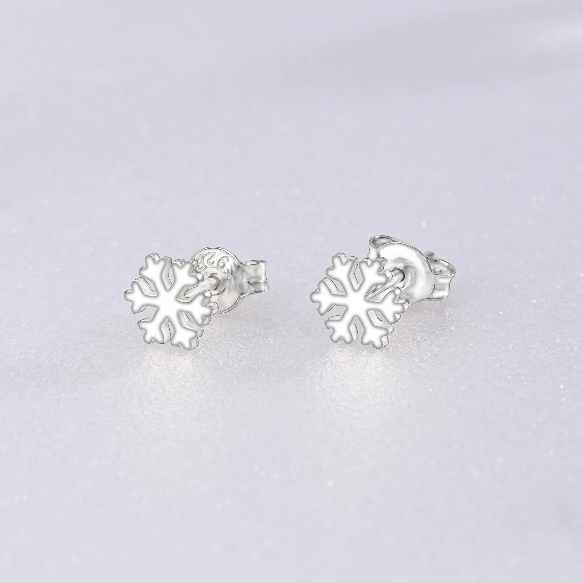 Petite Snowflake Earrings Studs Sterling Silver