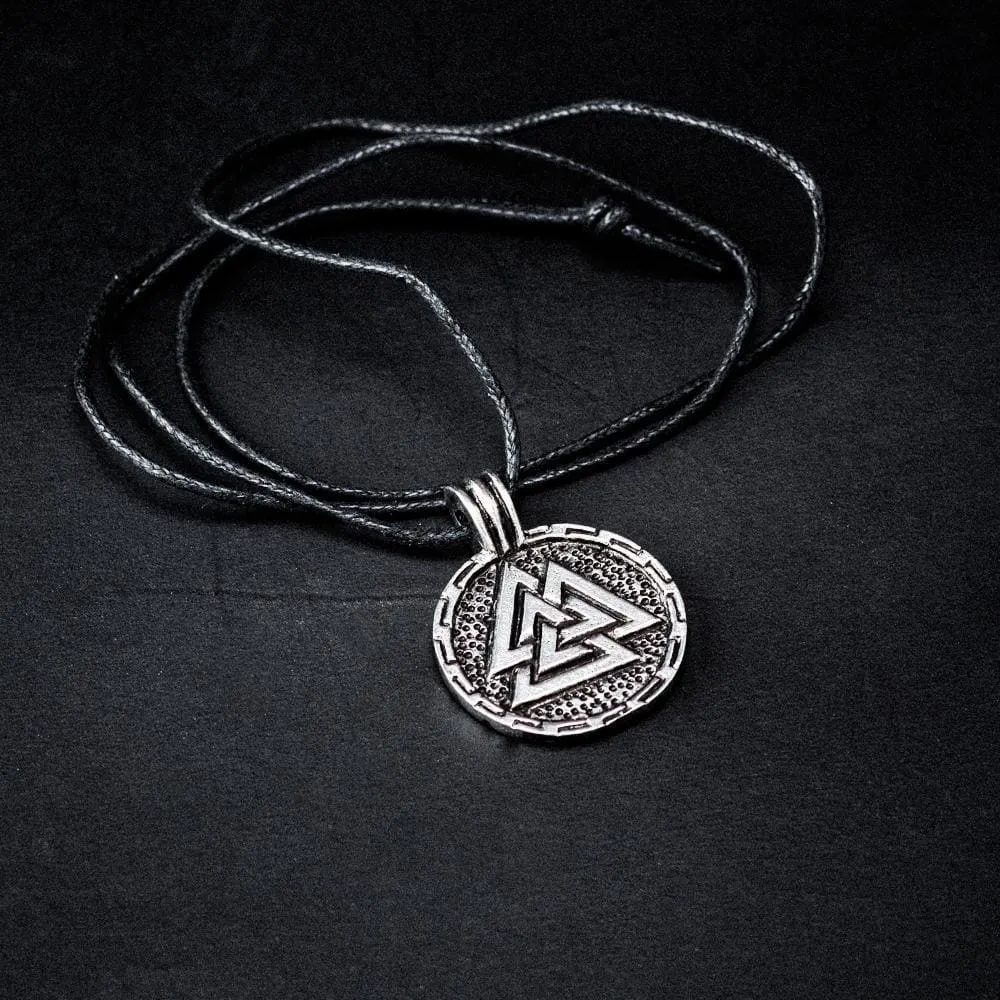 Pewter Round Valknut Necklace - Handcrafted in the UK