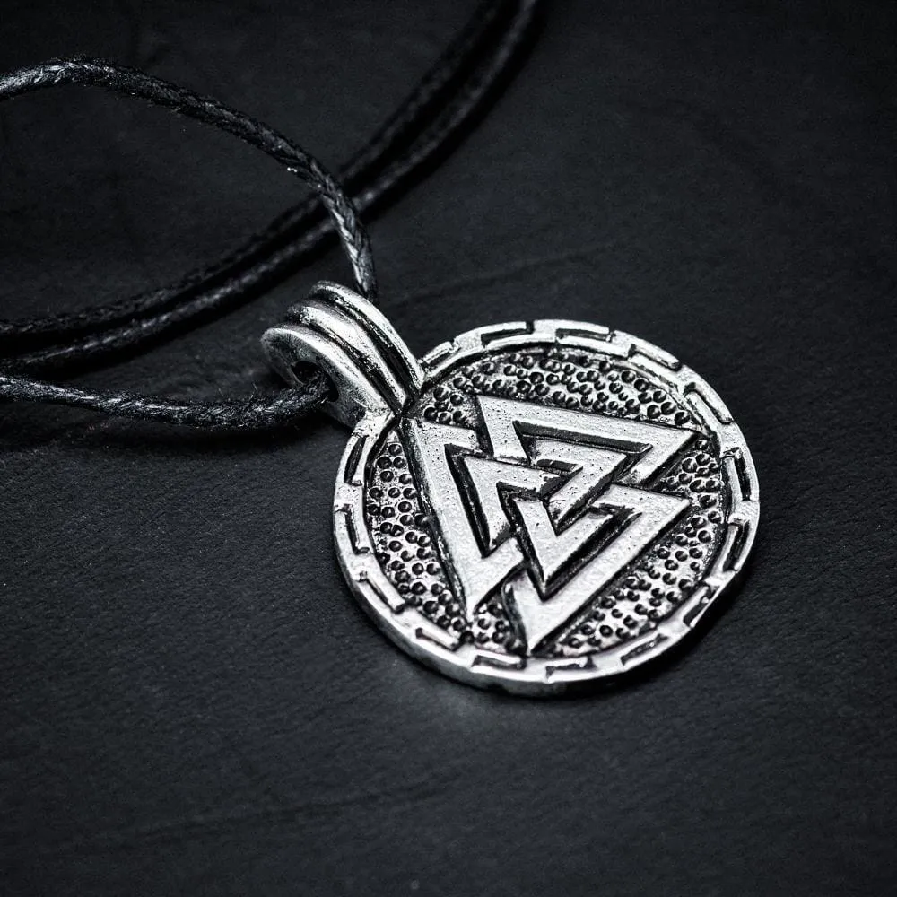 Pewter Round Valknut Necklace - Handcrafted in the UK